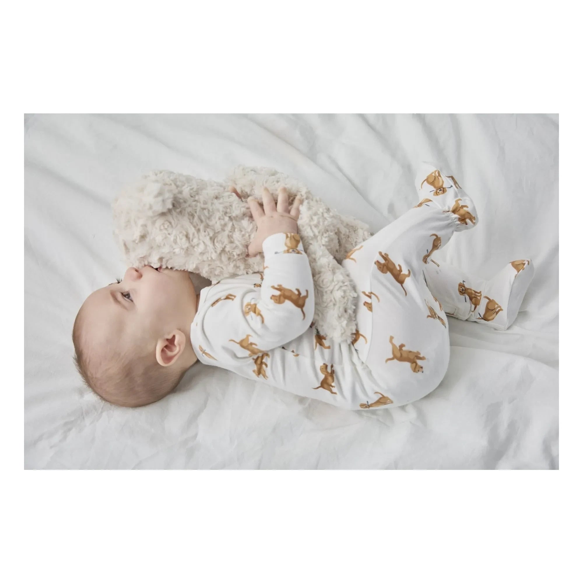 Petit Lem - Organic cotton and Modal pajamas, with dog paw details | White
