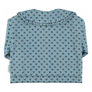 Piupiuchick - Jean jacket with heart Claudine collar | Light Blue