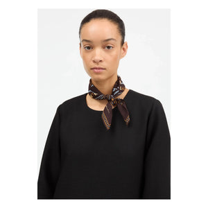 Skall Studio - Floral Pattern Square Scarf | Dark Brown