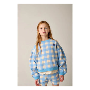 Tumble N'Dry - Oversized Breese Vichy Organic Cotton Sweatshirt | Light Blue