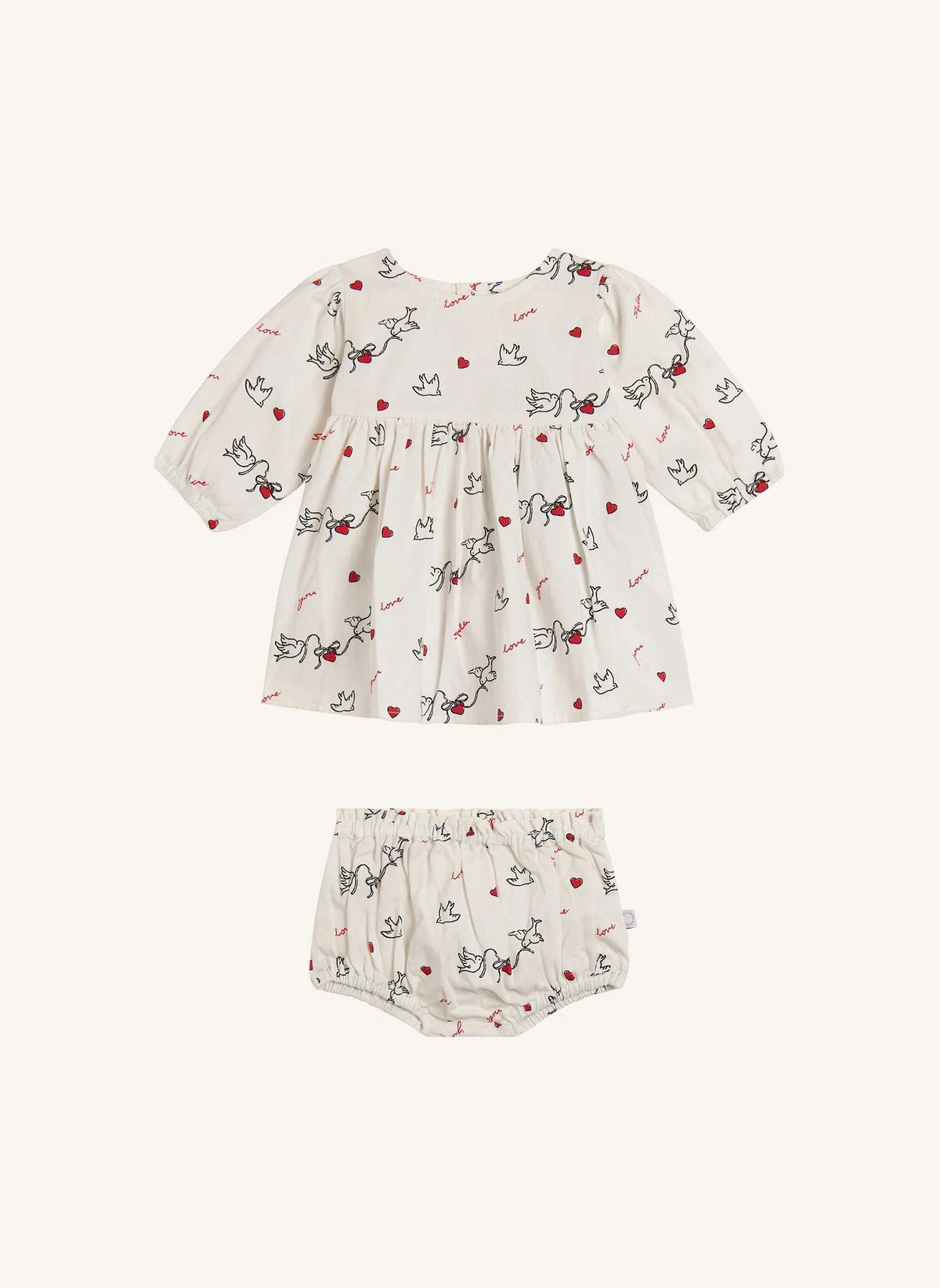 Stella McCartney Kids - Bird Print Dress with Tights-Style Shorts | Ivory