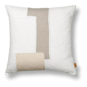 Ferm Living - Bölümlü Patchwork Keten Yastık | Beyaz
