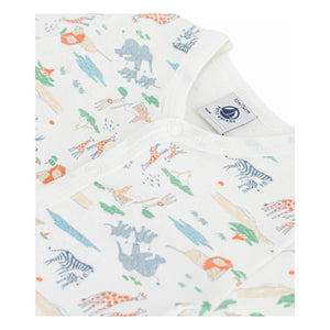 Petit Bateau - Animal Patterned Sleepwear Romper with Shorts | White