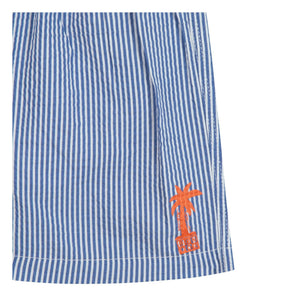 Bonton - Striped Baby Swimsuit Shorts | Azure Blue