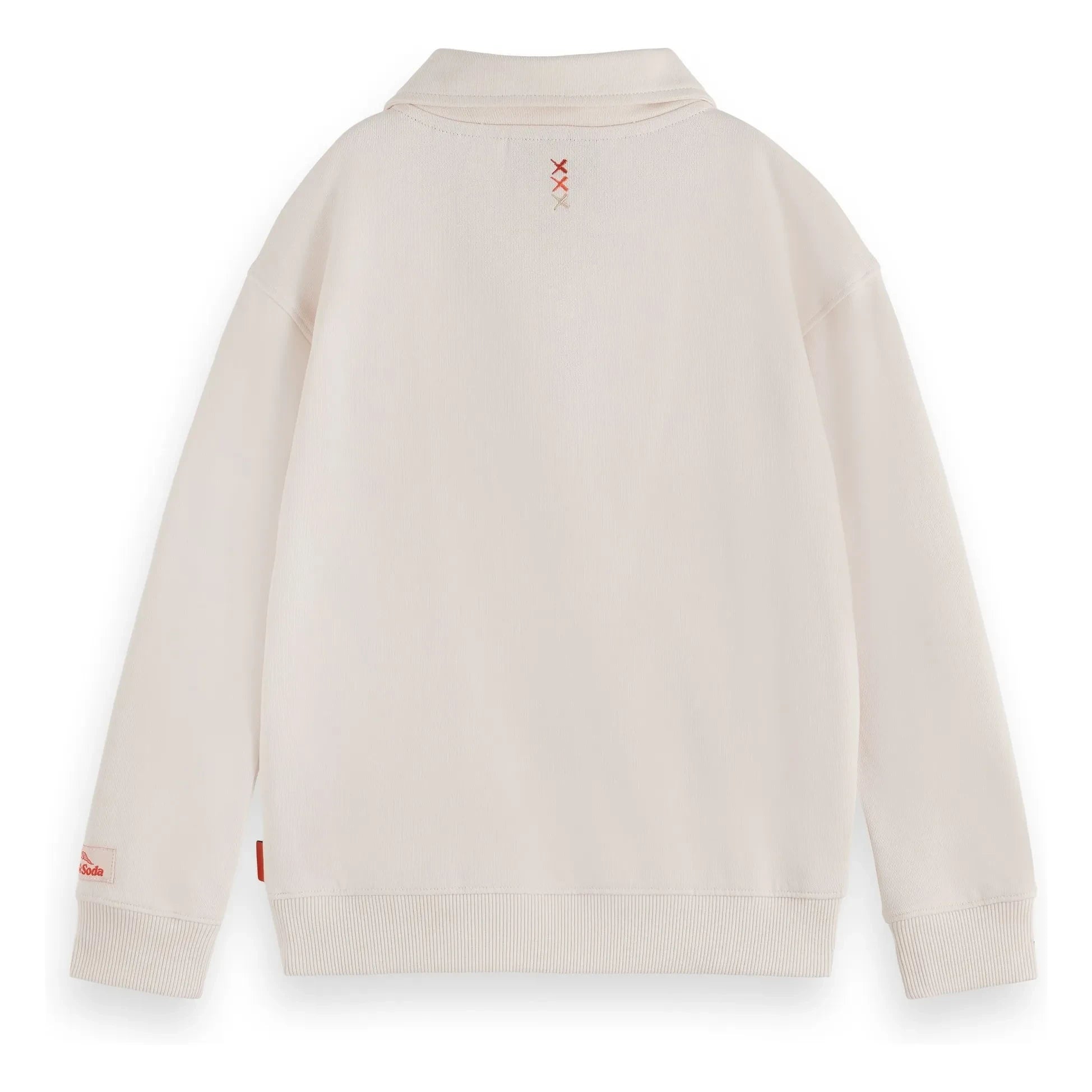 Scotch & Soda - Artwork Organic Cotton Polo Neck Sweatshirt | Ivory