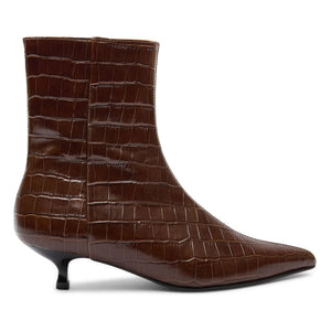 Augusta - Paula Croco-Patterned Boots | Chocolate