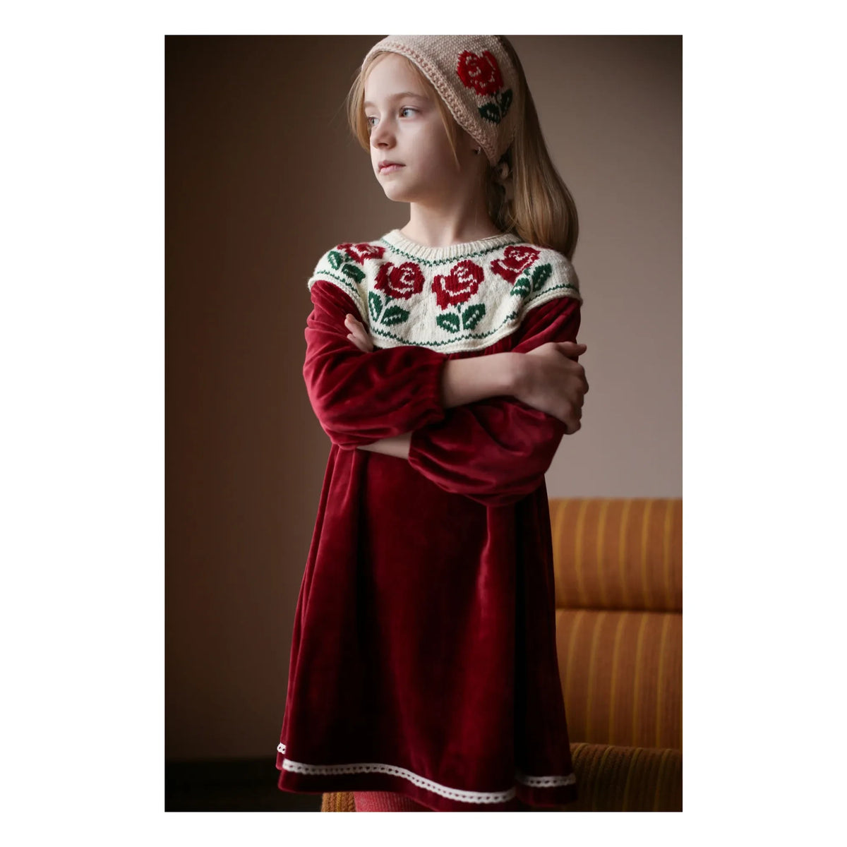 Kalinka - Pink Velvet Dress | Dark Red