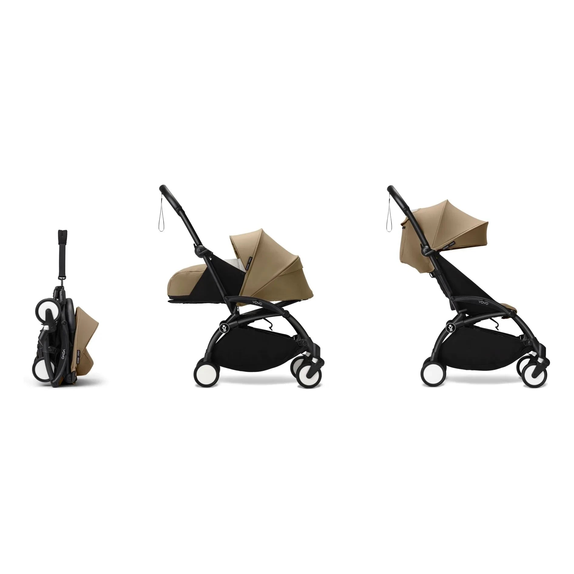Stokke® - YOYO³ complete stroller 0+ and 6+ Black frame | Toffee
