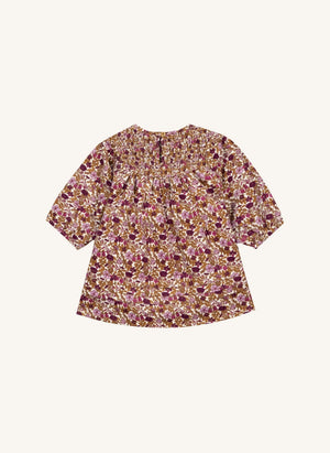 Bonton - Perle Fleurie Bebek Büzgülü Elbise | Karamel