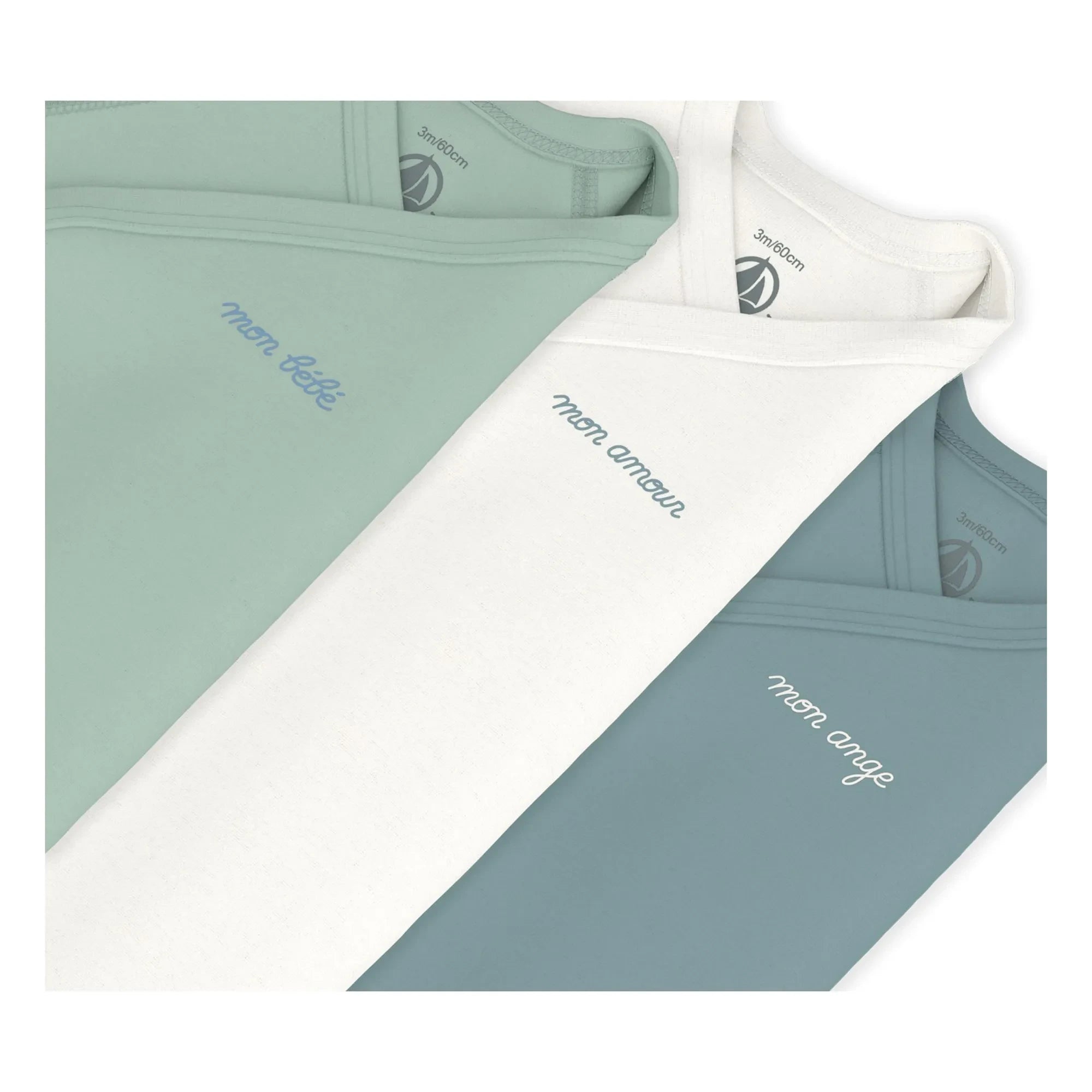 Petit Bateau - 3-Pack Organic Cotton Bodysuit Set for Baby | Blue