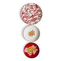 Lisa Corti - Indian Tiger Plate Set - 3-Piece Set | Red