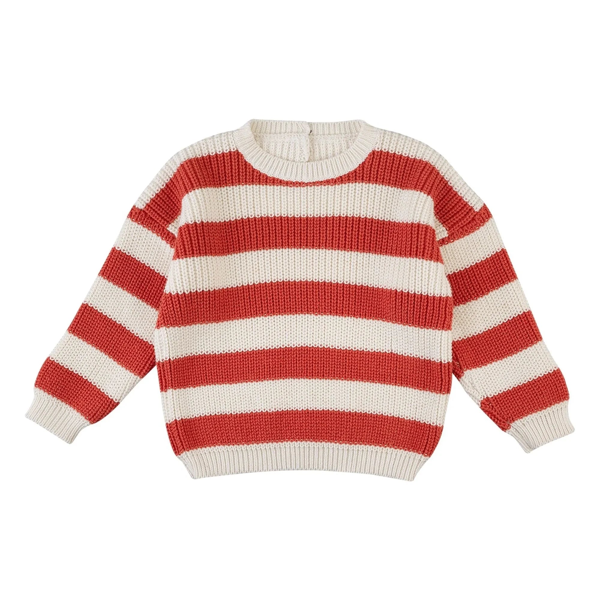 THE LiTTLE POETS - Gastão Striped Organic Cotton Sweater | Red