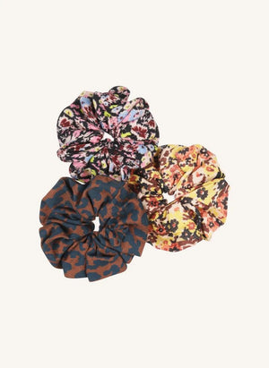 Tumble N'Dry - 3-Piece Floral Pattern Scrunchie Set | Blue