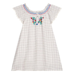 Louise Misha - Embroidered dress Edith Carreaux Organic cotton | Cream