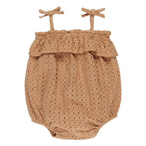 Rylee + Cru - Perforated Romper | Brick Red