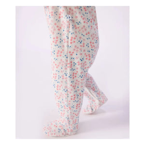 Petit Bateau - Floral Fleece Sleep Suit | White