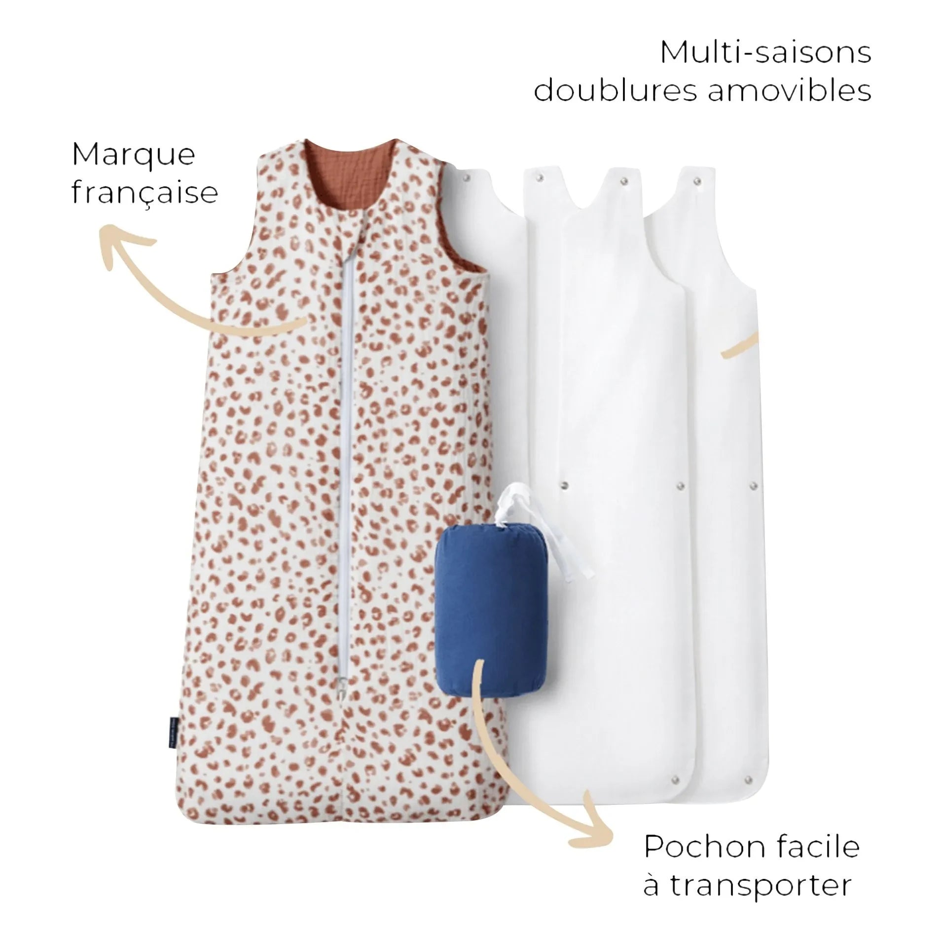 Les Petites Billes - Double-layer Cotton Gauze Reversible All-season Sleep Sack | Dusty Pink