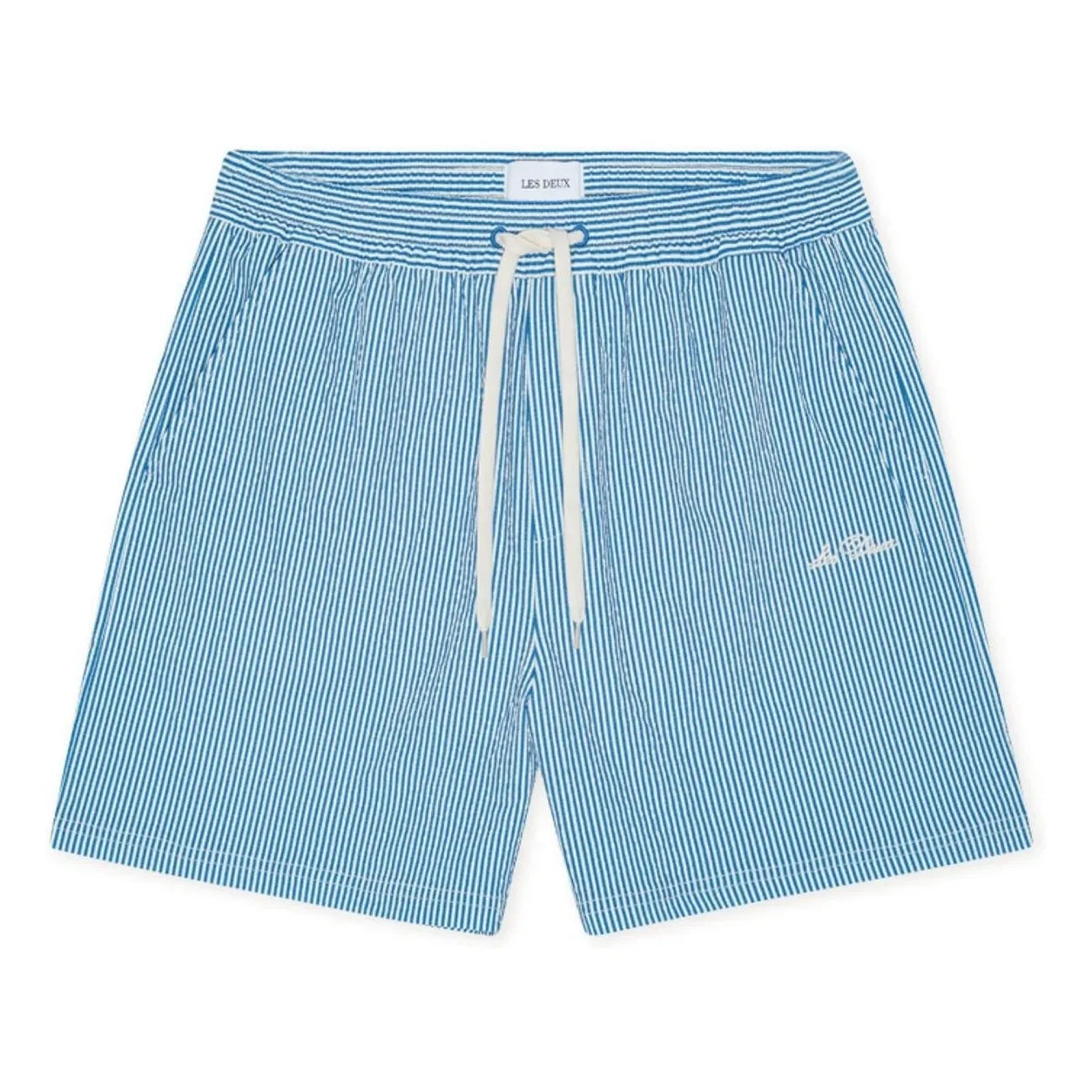 Les Deux - Stan Seersucker Striped Swim Shorts | Blue