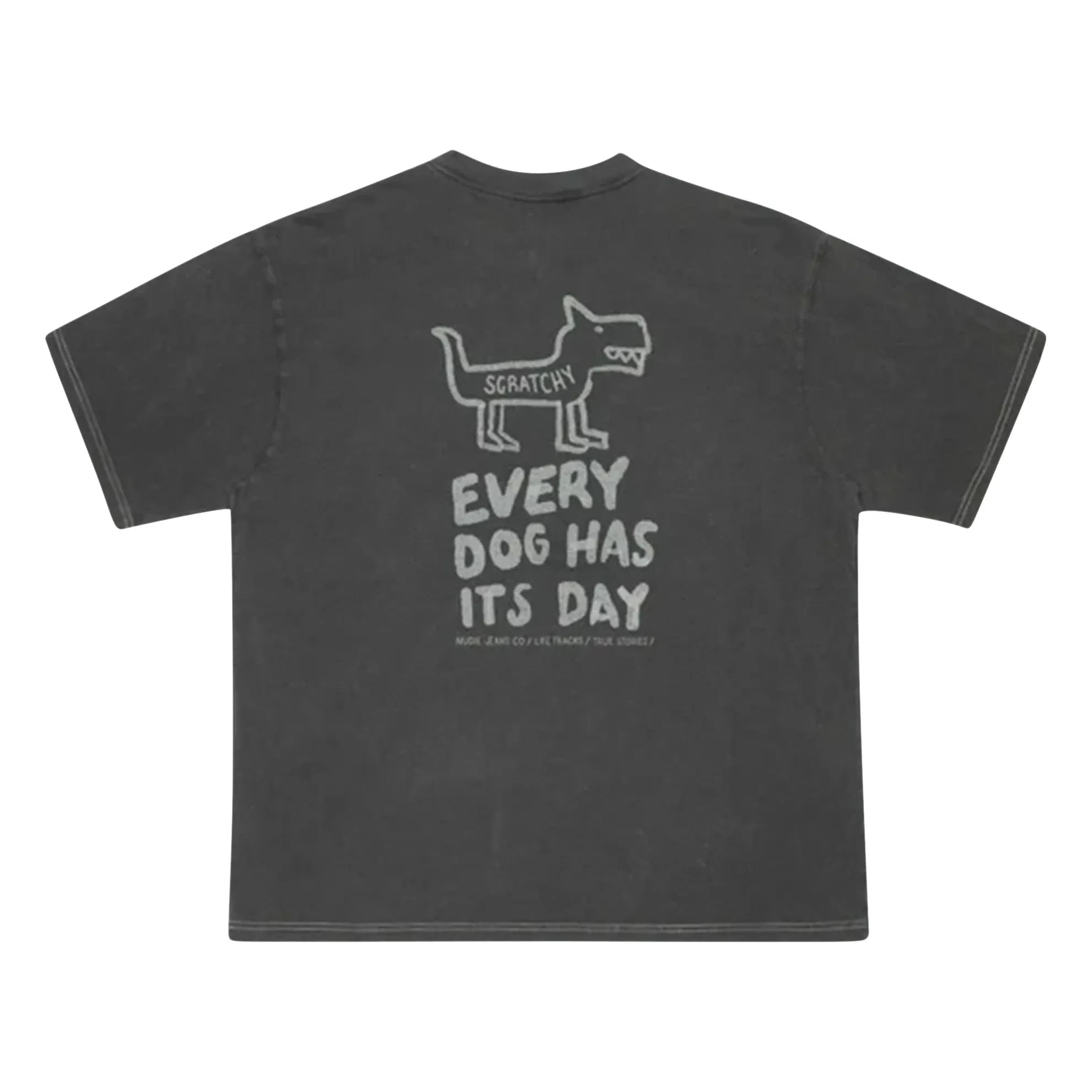 Nudie Jeans - Koffe Faded Wash Tracks T-Shirt | Charcoal Gray