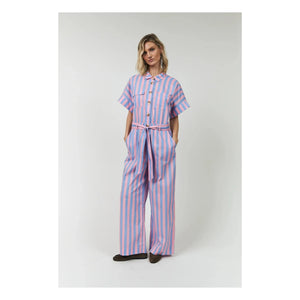 Lollys Laundry - Mathilde Cotton Striped Jumpsuit | Pink