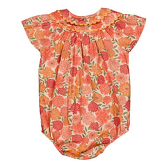 Loir - Toinette Fleurs Organic Cotton Romper | Coral