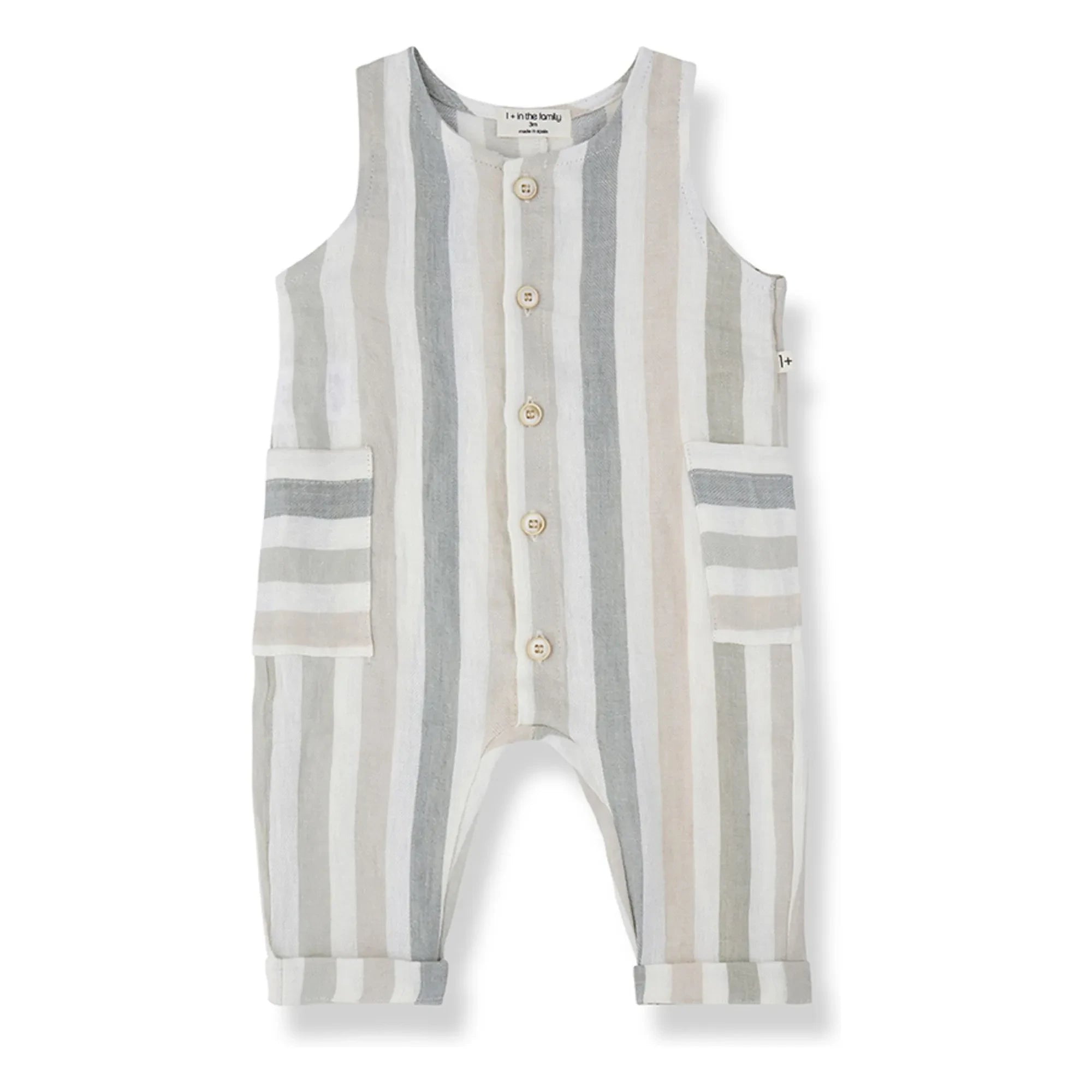 1+ in the Family - Mori Striped Linen Overalls | Ecru