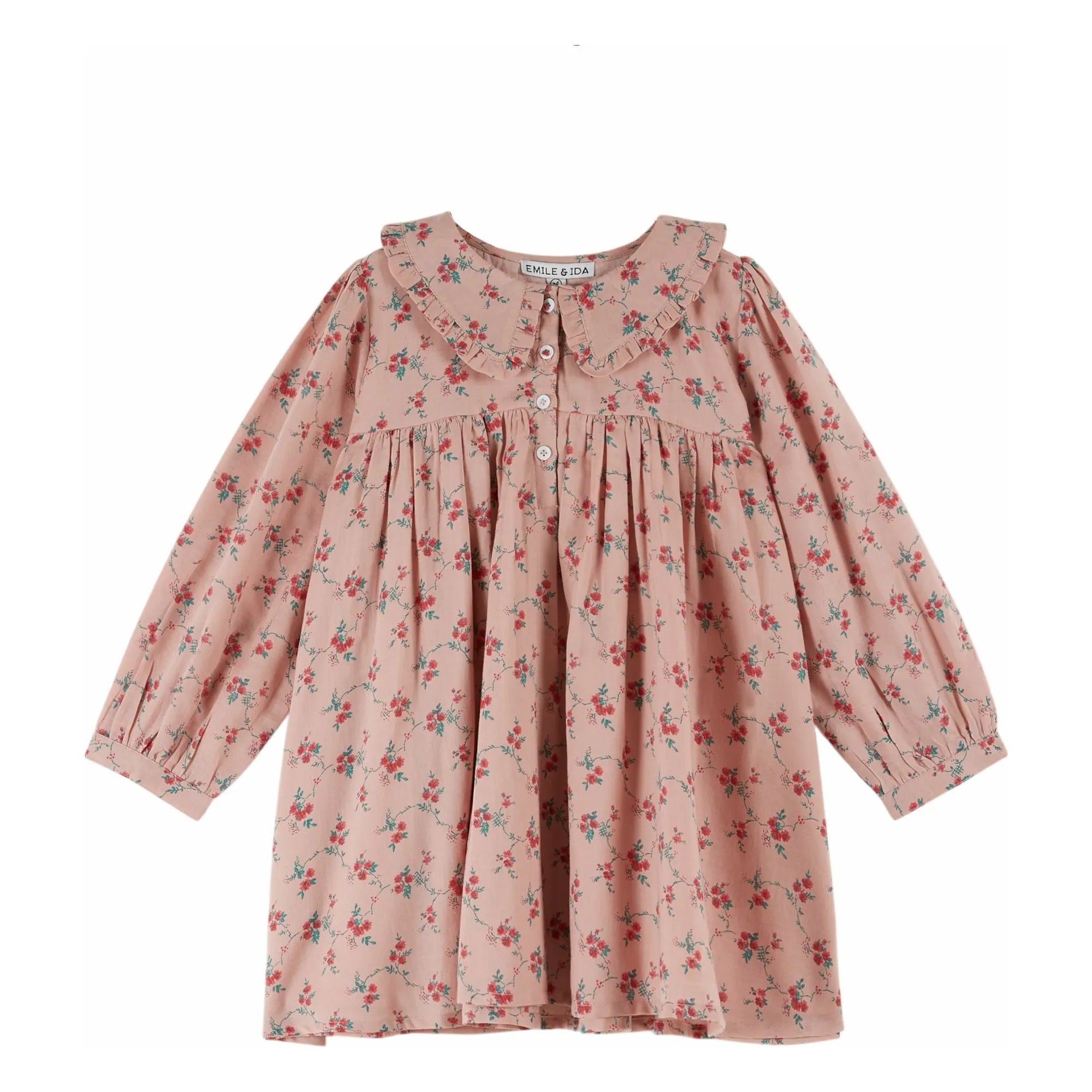 Emile et Ida - Floral Claudine Collar Dress | Pink