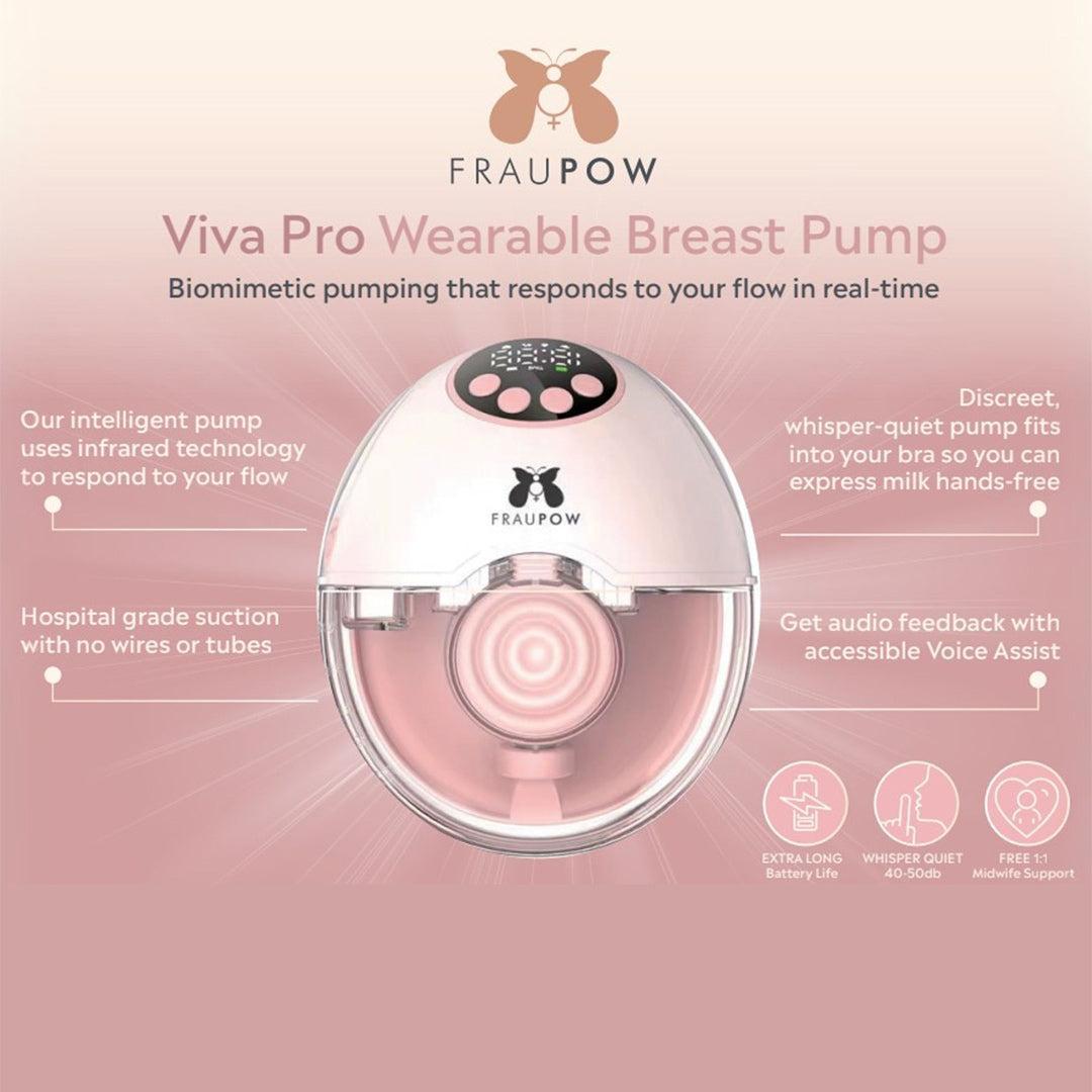 Fraupow Viva Pro Wearable Hands-Free Breast Pump - Pink-Breast Pumps-Pink- | Natural Baby Shower
