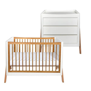Gaia Baby Hera 'Studio Edit" Two Piece Set (Cot & Dresser) - White / Oak-Nursery Sets-White / Oak-Without Mattress | Natural Baby Shower