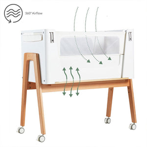 Gaia Hera Bedside Crib² - Scandi White/Natural-Bedside Cribs- | Natural Baby Shower