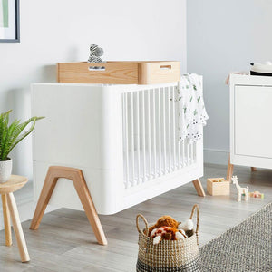 Gaia Baby Hera Cot Bed + Dresser + Wardrobe Three Piece Bundle - Scandi-White + Natural-Nursery Sets- | Natural Baby Shower