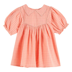 Emile et Ida - Gingham Peony Dress | Peach