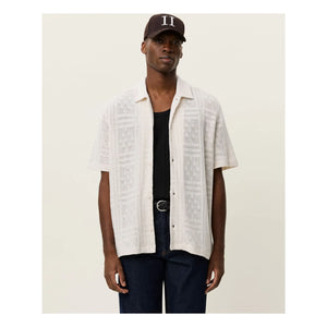 Les Deux - Hector Pointelle Cotton Short Sleeve Shirt | White