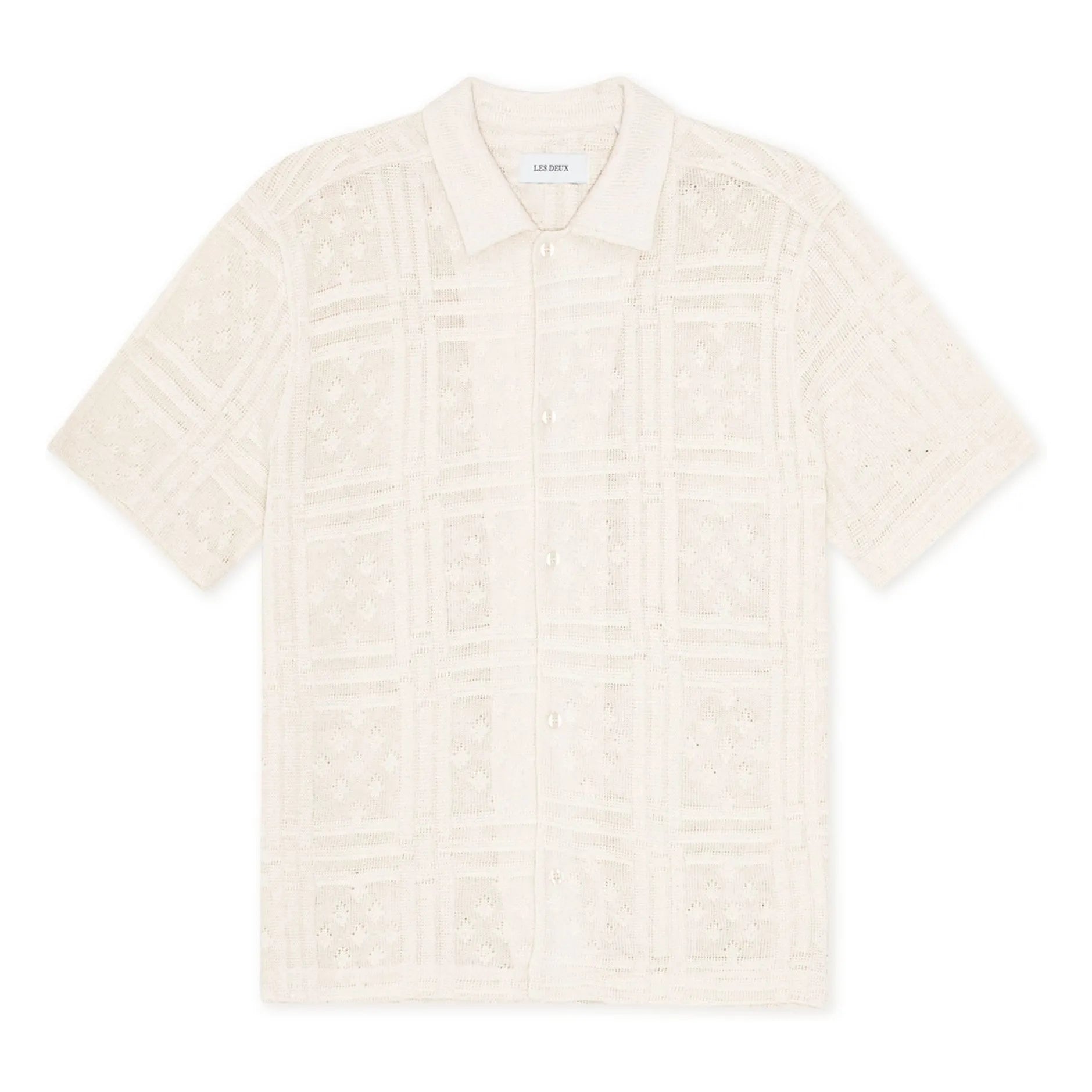 Les Deux - Hector Pointelle Cotton Short Sleeve Shirt | White