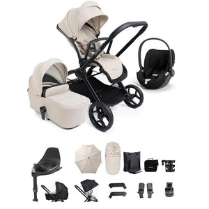 iCandy Core 2 Black Complete Travel Bundle with CYBEX Cloud T and Base-Travel Systems-Sandstone- | Natural Baby Shower