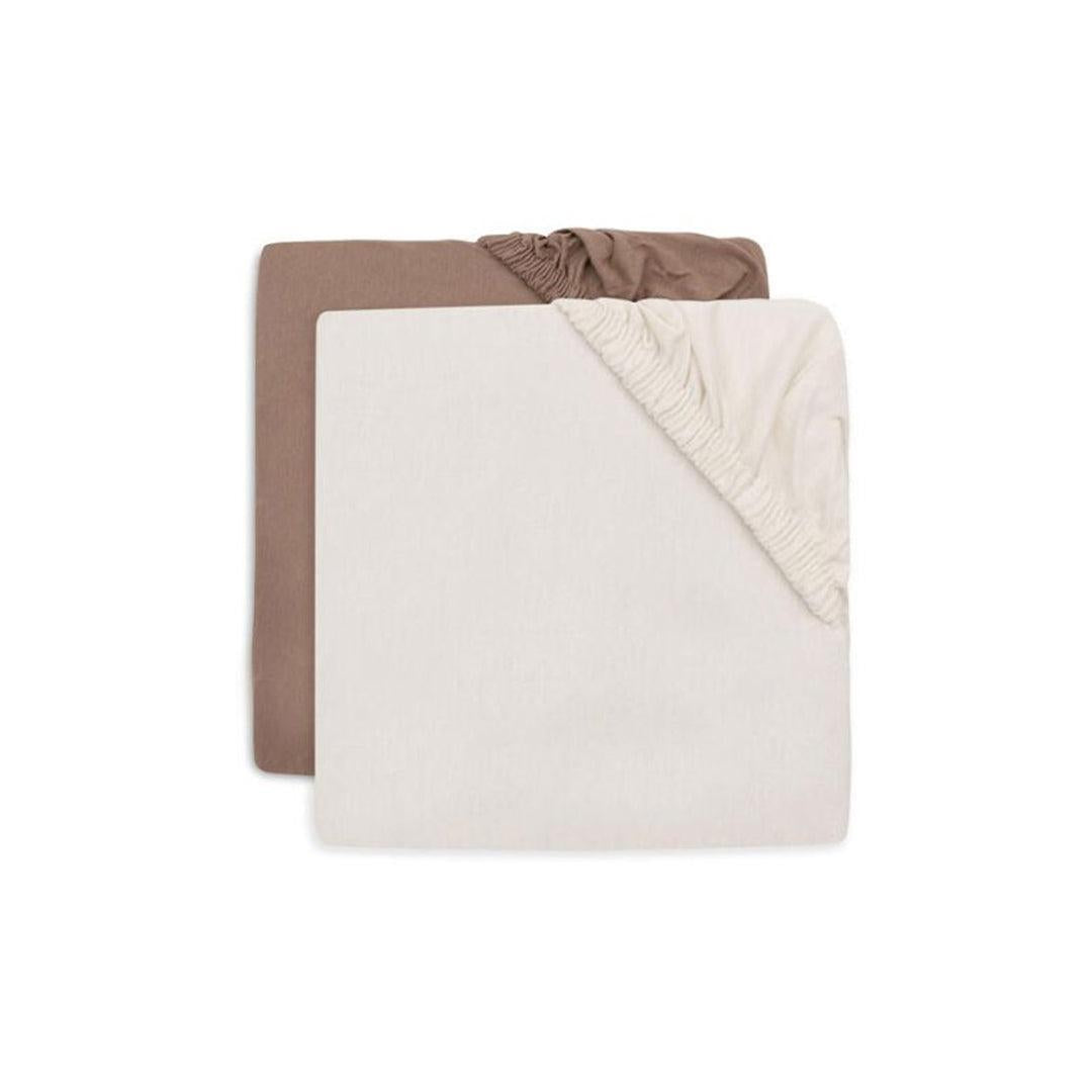 Jollein Fitted Jersey Sheet Jersey 75x150cm (2pk) - Milky Coffee/Ivory-Mattress Protectors-Milky Coffee/Ivory-75x150cm | Natural Baby Shower