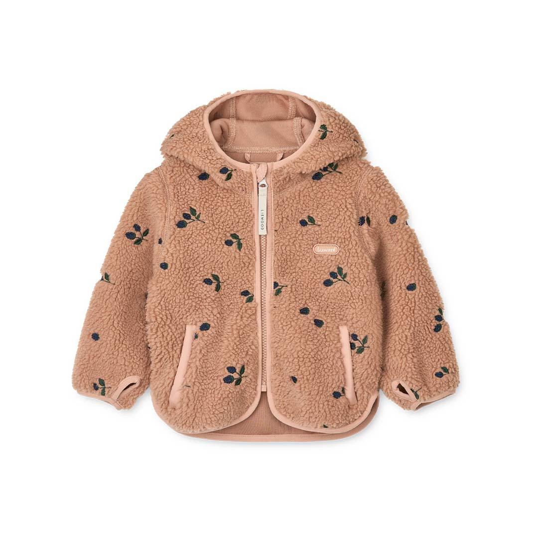 Liewood Mara Pile Jacket With Ears - Berry / Pale Tuscany / Embroidery-Coats-Berry / Pale Tuscany / Embroidery-104 | Natural Baby Shower