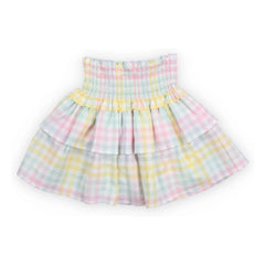 the new society - Mallow Checked Ruffled Skirt | Light Blue