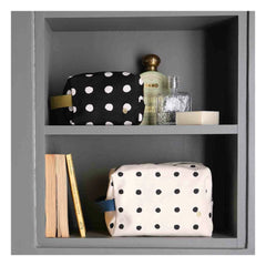 La cerise sur le gâteau - Mio Organic Cotton Polka Dot Cube Cosmetic Bag | Ecru