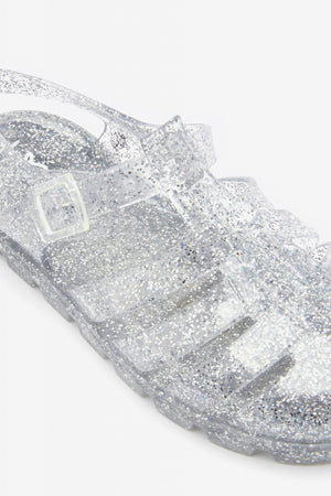 Next - Kids Jelly Glitter Silver Sandals - 30.5