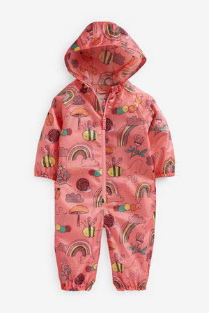 Next - Coral Pink Character Printed Child Raincoat - 3-6 Months
