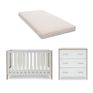 Obaby Nika 2 Piece Room Set - Grey Wash + White-Nursery Sets-Grey Wash & White-No Mattress | Natural Baby Shower