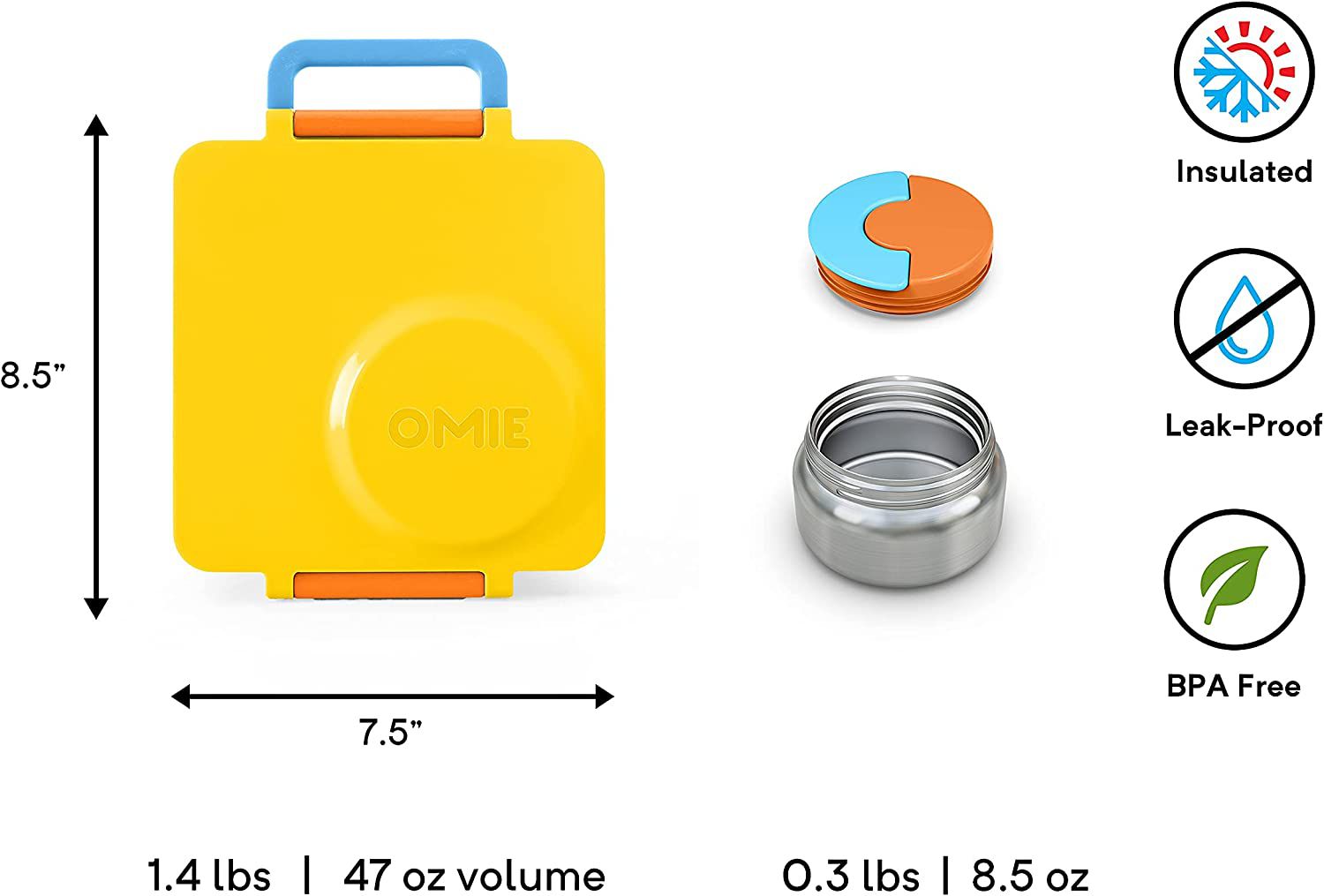 OmieBox Thermal Insulated Yellow Bento Lunch Box