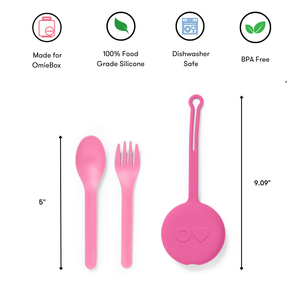 Omiebox - OmiePod Bubblegum Pink Silicone Fork and Spoon Set