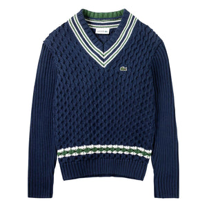 Lacoste - Organic Cotton Cable Knit Sweater | Navy Blue