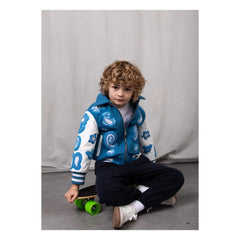 Fille Garçon - Paisley Wool and Leather Bomber | Blue