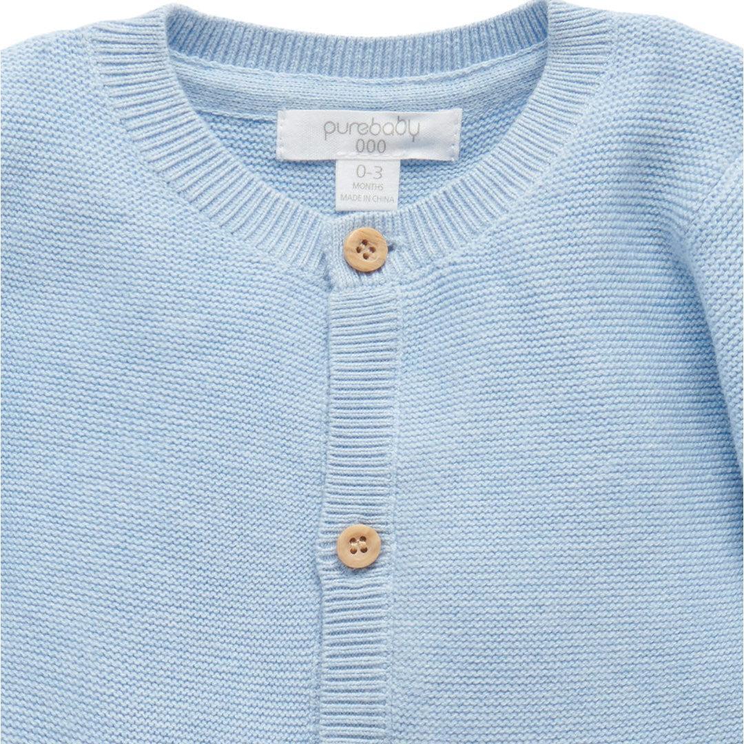 Purebaby Knit Cardigan - Blue Melange-Cardigans-Blue Melange-NB | Natural Baby Shower