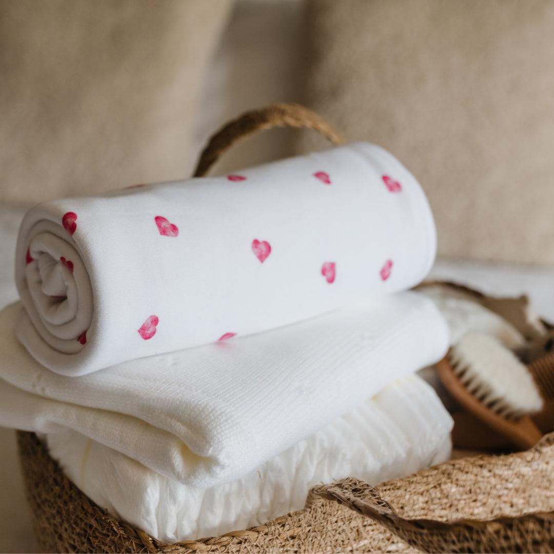 Rosa & Blue Baby Blanket - Heart-Blankets-Heart- | Natural Baby Shower