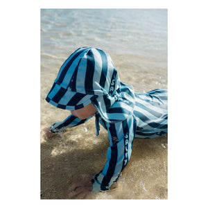 Beach & Bandits - Salty Stripes Recycled Fiber UV Protection Romper | Navy Blue