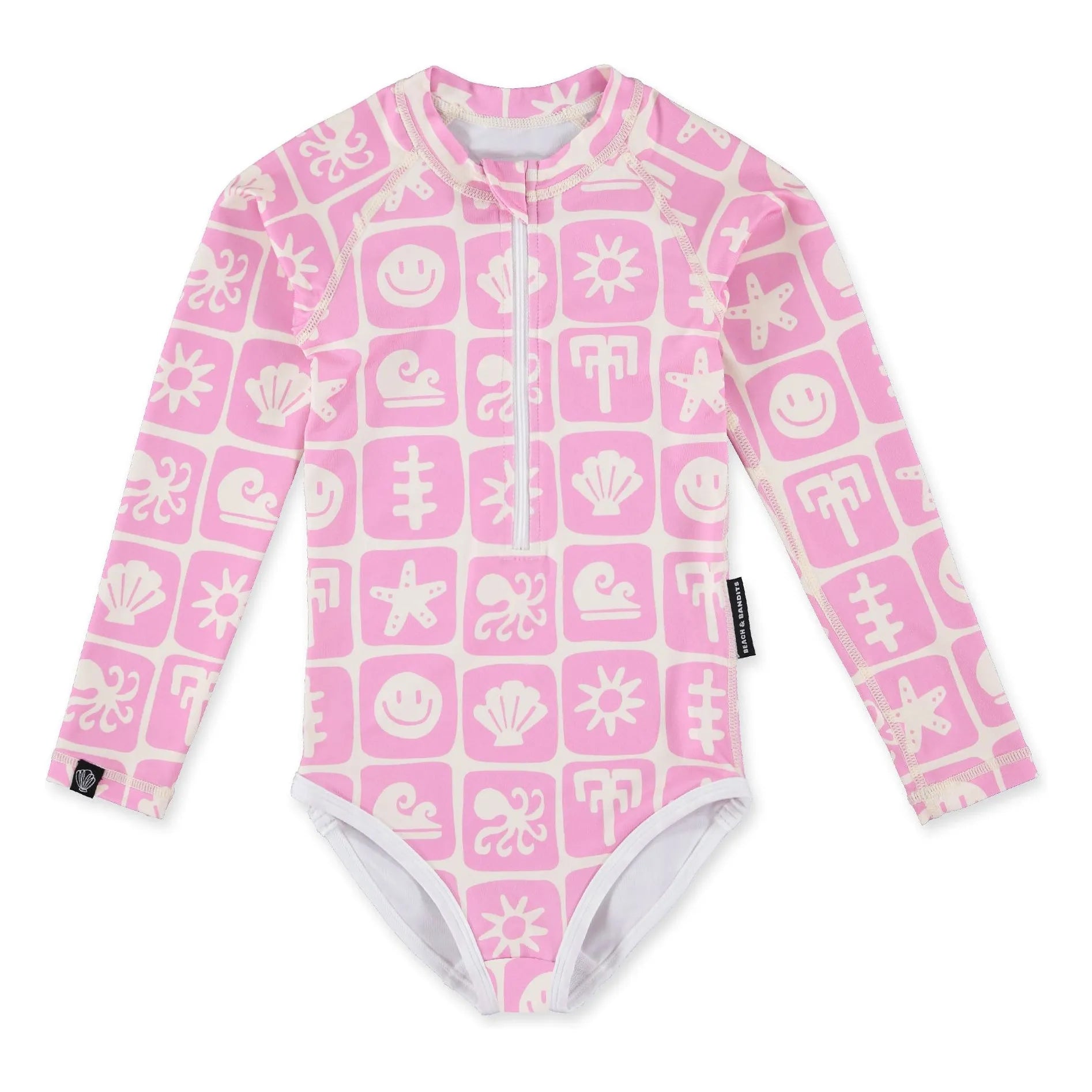 Beach & Bandits - Sea Smiley UV Protective Swimsuit Made from Recycled Fibers | Pink